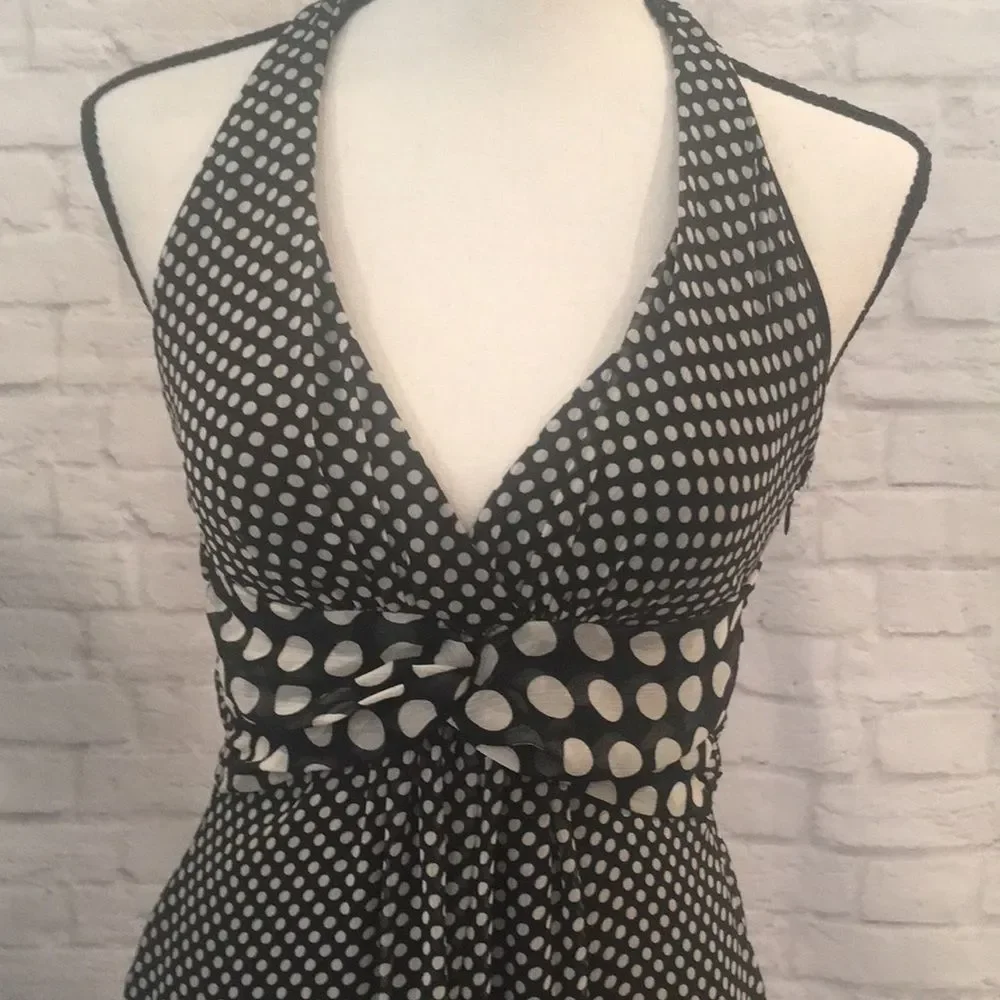 Vintage Polka Dot Halter Knee-Length Dress - Small - Picture 2 of 12